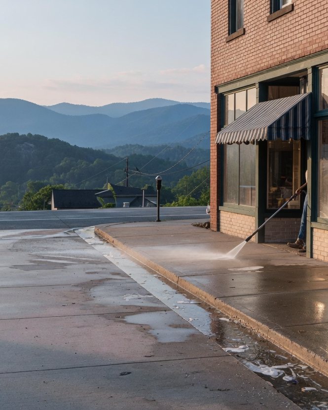Commercial storefront and walkway washing